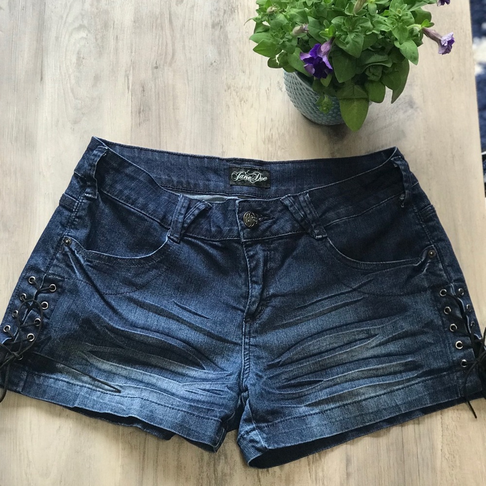 Denim Shorts With Side Ties Size 9